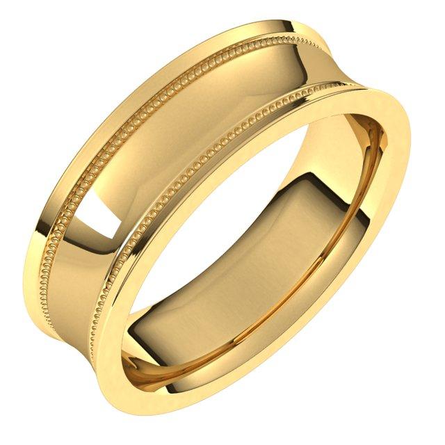 Concave Classic Fit Wedding Bands, Yellow Gold
