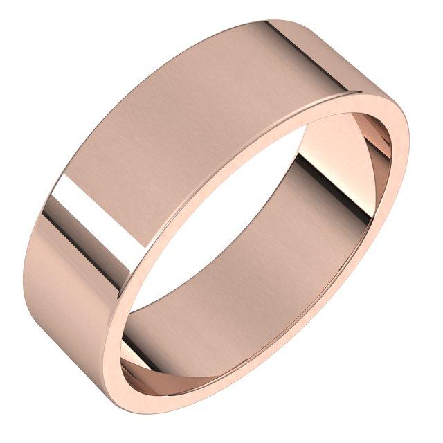 Flat Classic Fit Wedding Bands, Rose Gold