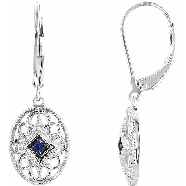 Sterling Silver Emerald/Ruby/Sapphire Lever Back Earrings