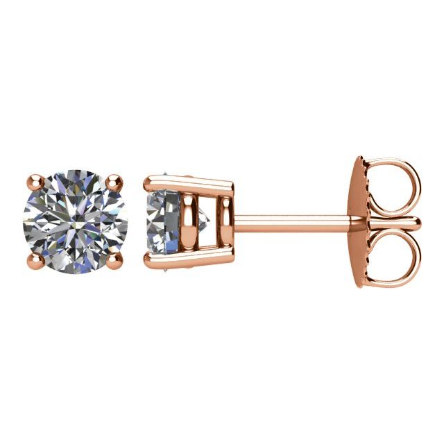 14K Gold 1 CTW Natural Diamond Solitaire Stud Earrings
