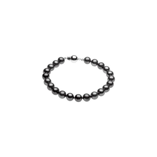 Sterling Silver 8-9 mm Freshwater Cultured Black Pearl 7.75" Bracelet