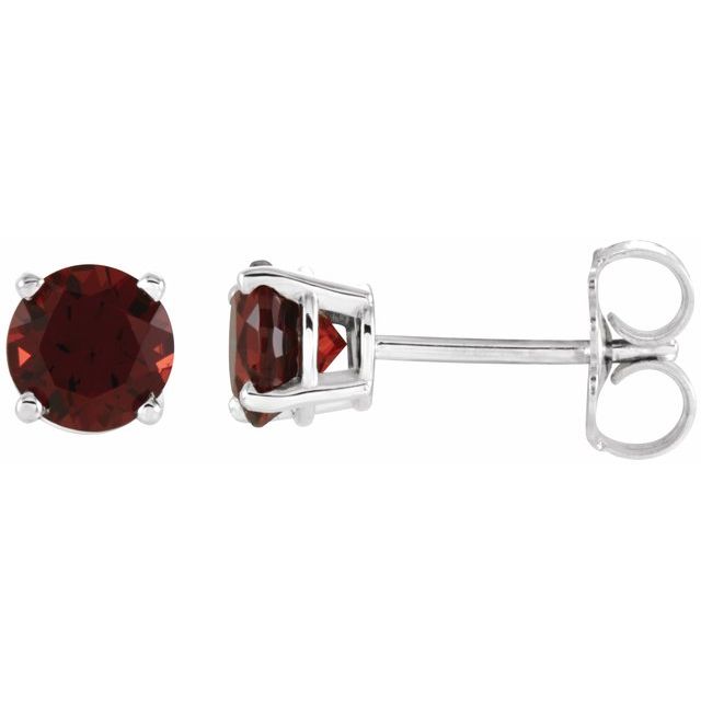 14K Gold 5 mm Natural Mozambique Garnet Stud Earrings