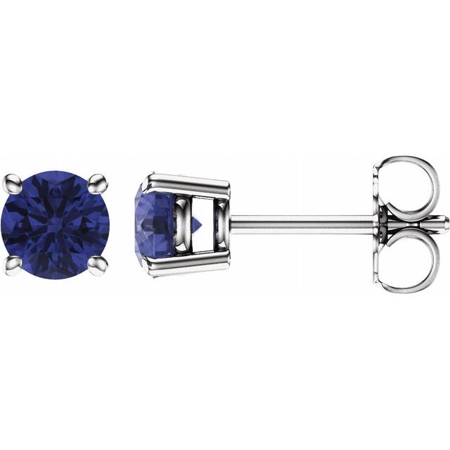 14K Gold 5 mm Natural Tanzanite Stud Earrings
