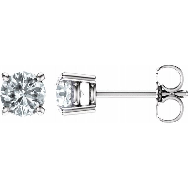 14K Gold 5 mm Natural White Sapphire Stud Earrings