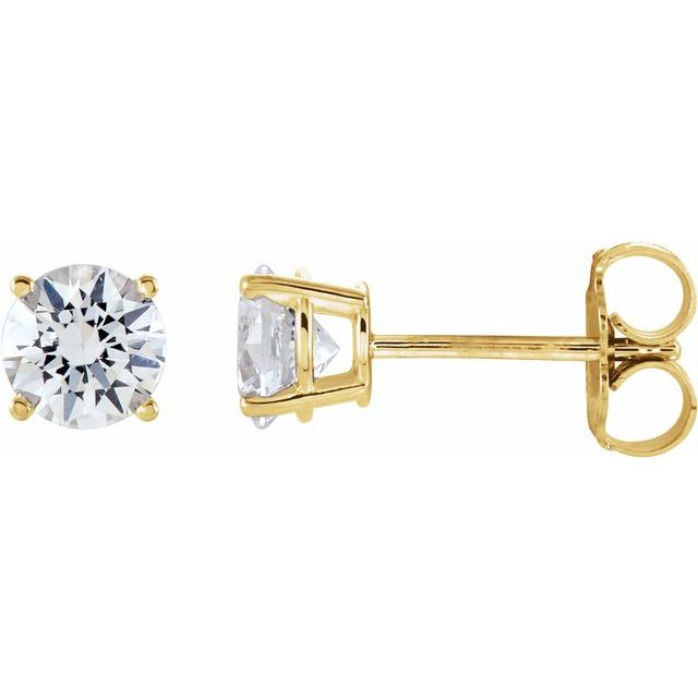 14K Gold 5 mm Natural White Sapphire Stud Earrings