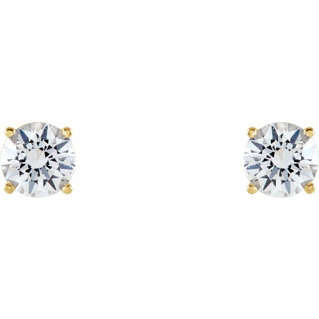 14K Gold 5 mm Natural White Sapphire Stud Earrings