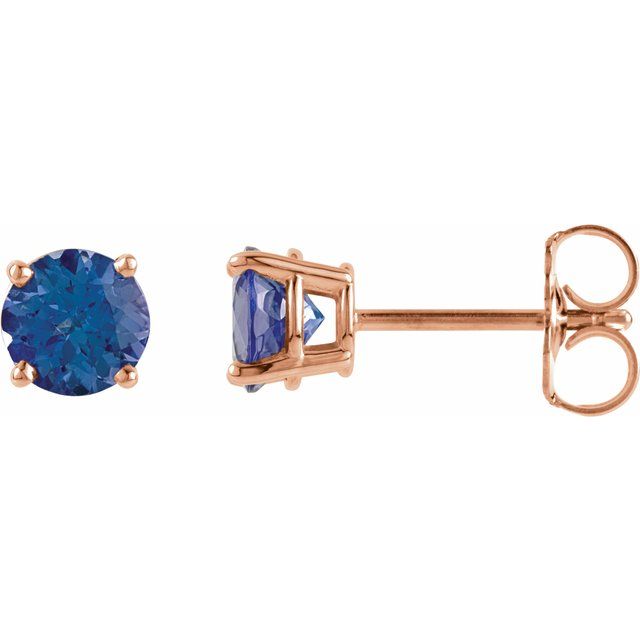 14K Gold 5 mm Natural Tanzanite Stud Earrings