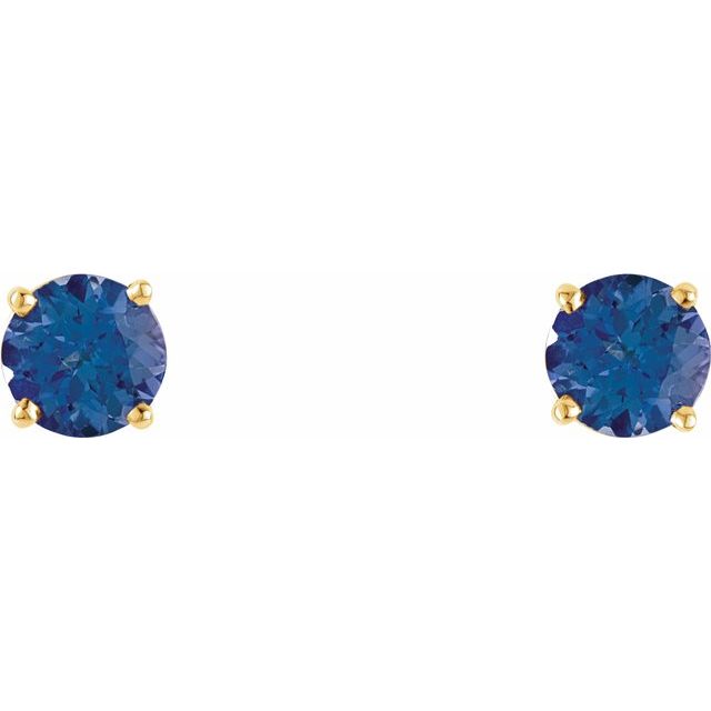 14K Gold 5 mm Natural Tanzanite Stud Earrings