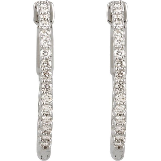 23 mm 3/4 CTW Natural Diamond Inside-Outside Hinged Hoop Earrings