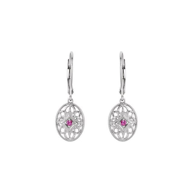 Sterling Silver Emerald/Ruby/Sapphire Lever Back Earrings