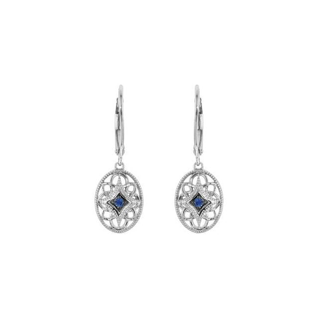 Sterling Silver Emerald/Ruby/Sapphire Lever Back Earrings