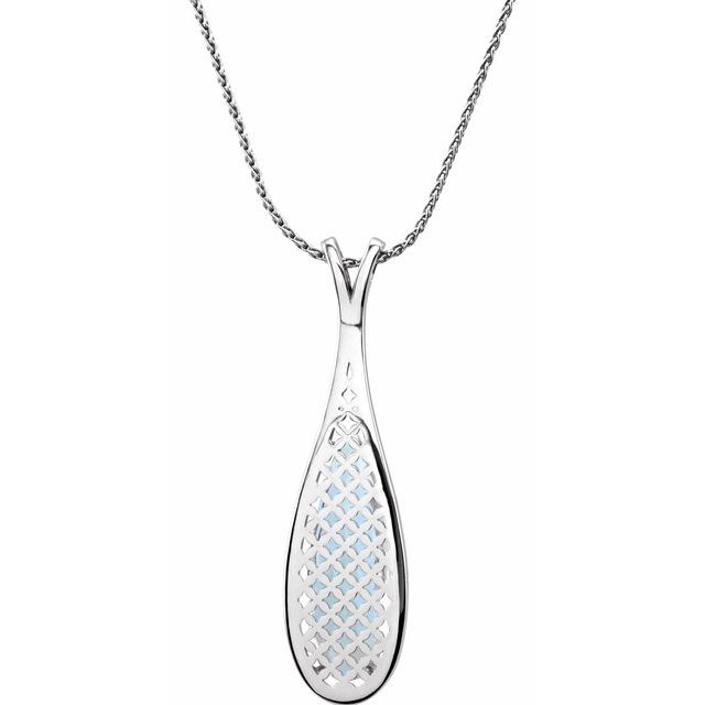 14K White Gold Sky Blue Topaz & Diamond 18" Necklace