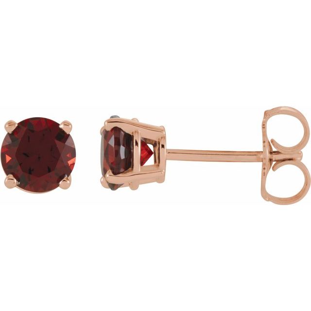 14K Gold 5 mm Natural Mozambique Garnet Stud Earrings