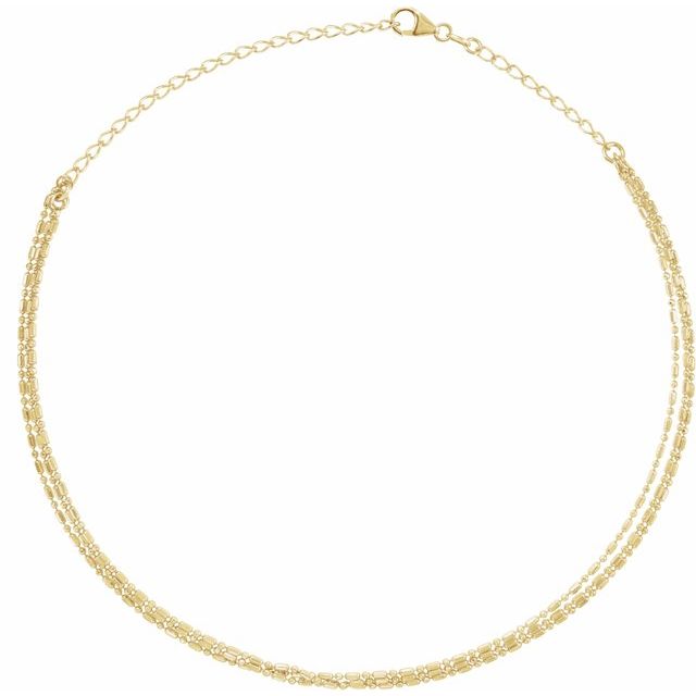 14K Yellow Gold 3-Strand Bead Chain 13-16" Choker