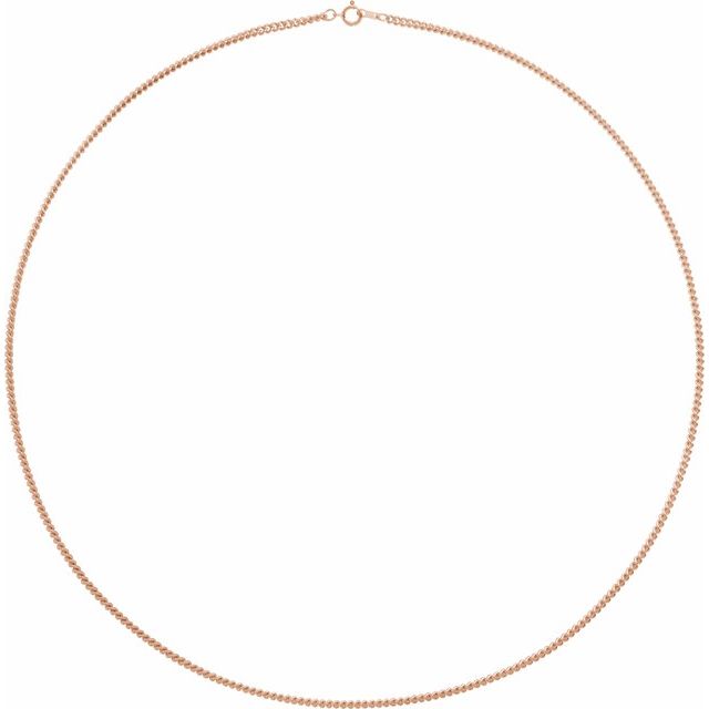 14K Rose Gold 2.25 mm Solid Curb Link Chain
