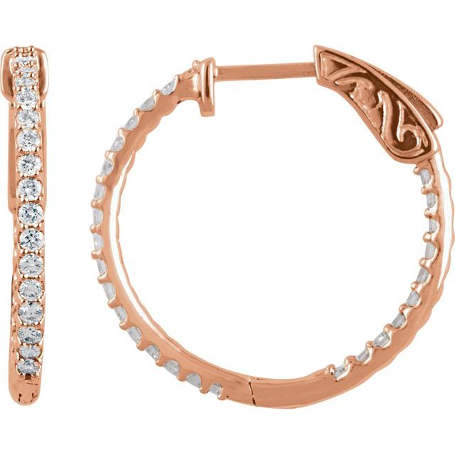 23 mm 3/4 CTW Natural Diamond Inside-Outside Hinged Hoop Earrings