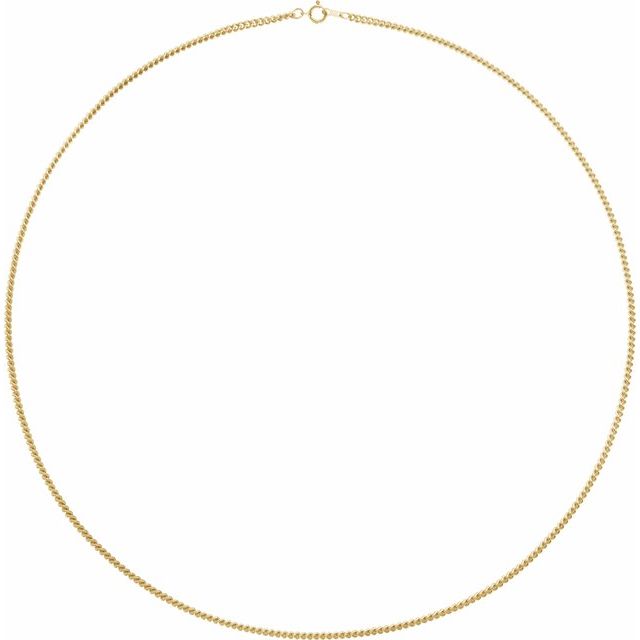 14K Yellow Gold 2.25 mm Solid Curb Link Chain