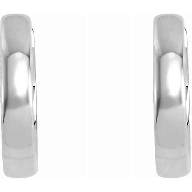 14K White Gold Hinged Hoop Earrings, Round Profile