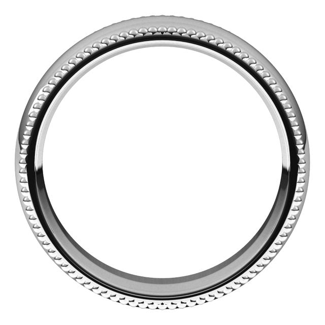 Sterling Silver Beaded Comfort Fit Wedding Band, 6 mm Wide