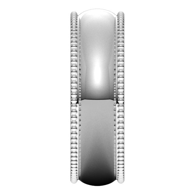 Sterling Silver Beaded Comfort Fit Wedding Band, 6 mm Wide