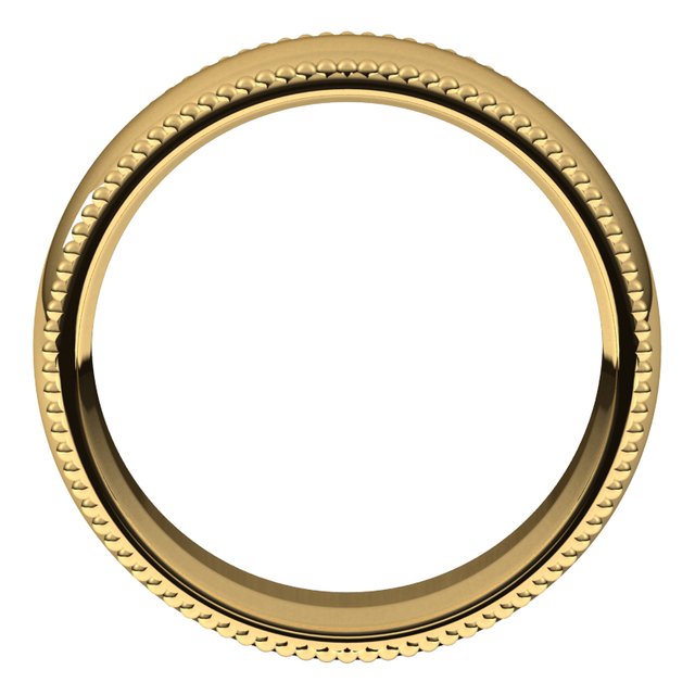 10K Yellow Gold Beaded Comfort Fit Wedding Band, 7 mm Wide