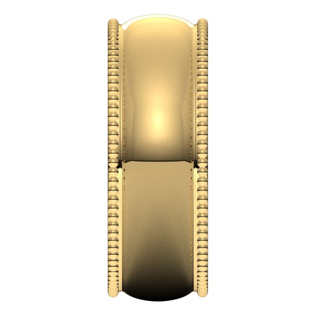 10K Yellow Gold Beaded Comfort Fit Wedding Band, 7 mm Wide