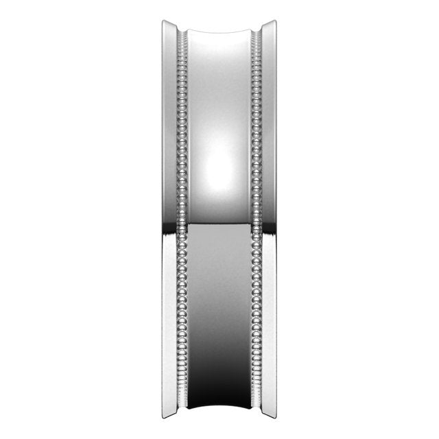 Sterling Silver Milgrain Concave with Edge Wedding Band, 6 mm Wide