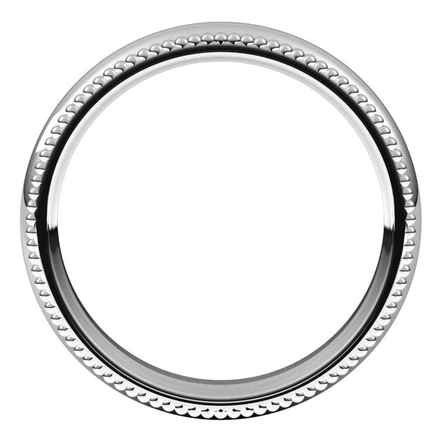Sterling Silver Beaded Comfort Fit Wedding Band, 4 mm Wide