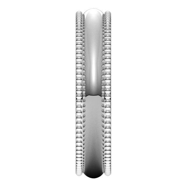 Sterling Silver Beaded Comfort Fit Wedding Band, 4 mm Wide