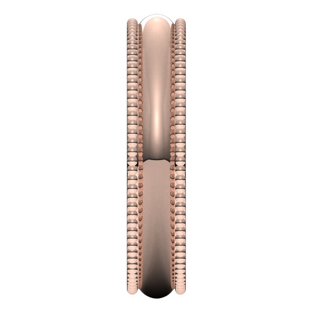 10K Rose Gold Beaded Comfort Fit Wedding Band, 4 mm Wide