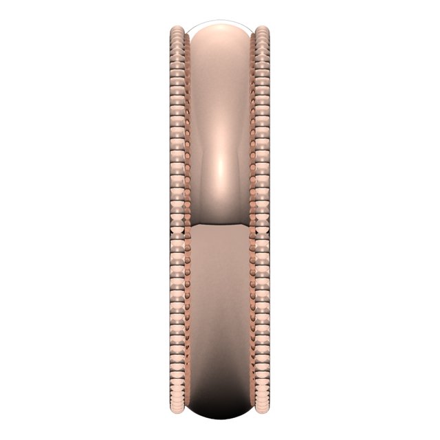 10K Rose Gold Beaded Comfort Fit Wedding Band, 5 mm Wide