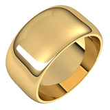 14K Yellow Gold Half Round Wedding Band, 10 mm Wide
