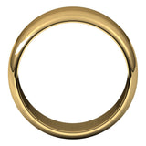 14K Yellow Gold Half Round Wedding Band, 10 mm Wide