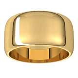 14K Yellow Gold Half Round Wedding Band, 10 mm Wide