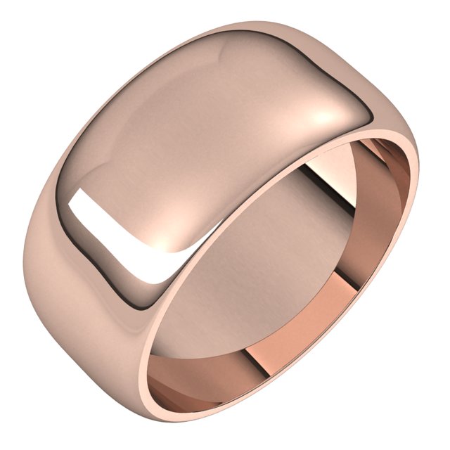 18K Rose Gold Half Round Wedding Band, 9 mm Wide