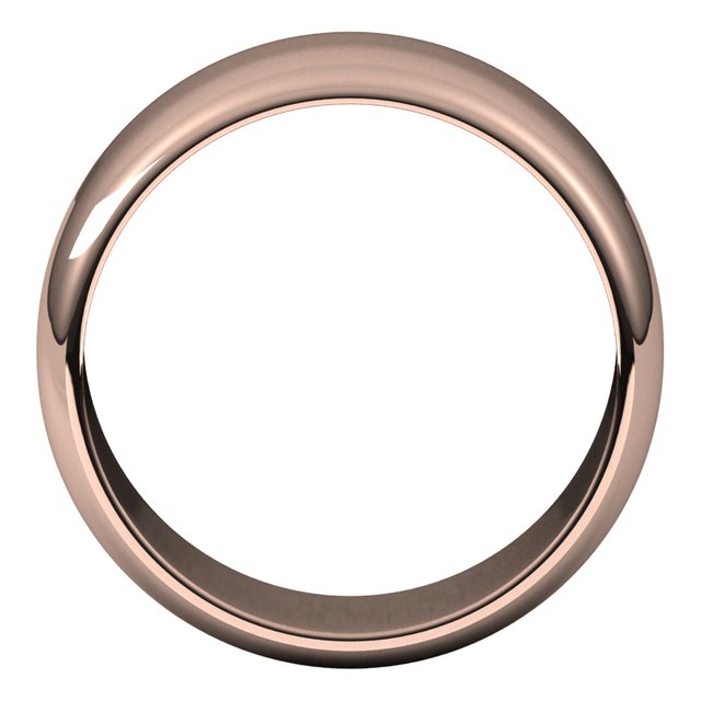 18K Rose Gold Half Round Wedding Band, 9 mm Wide
