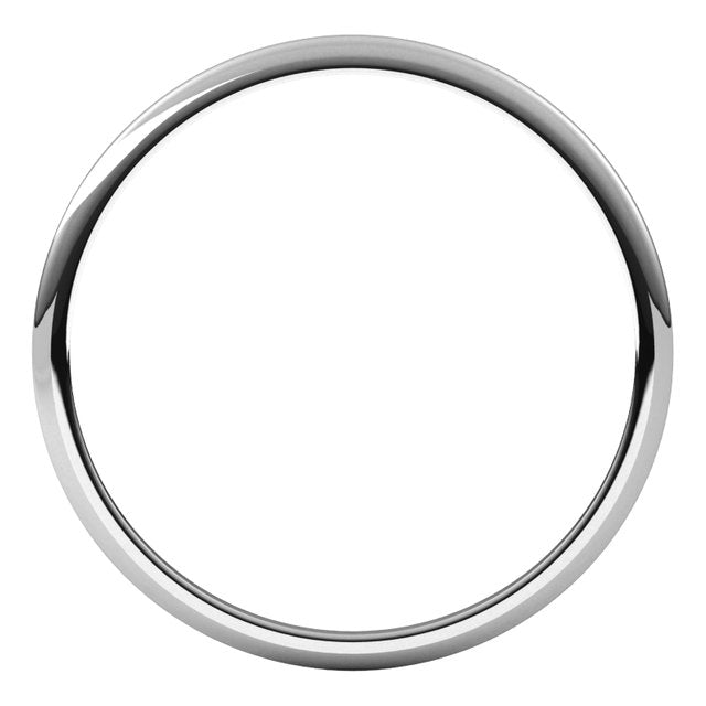 Sterling Silver Half Round Light Wedding Band, 1 mm Wide