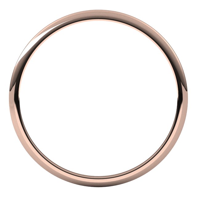 14K Rose Gold Half Round Light Wedding Band, 1 mm Wide