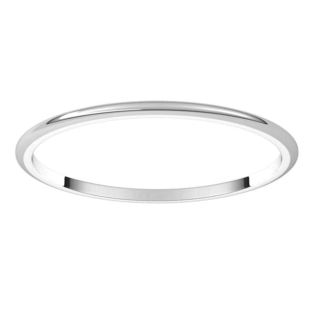 Sterling Silver Half Round Light Wedding Band, 1 mm Wide
