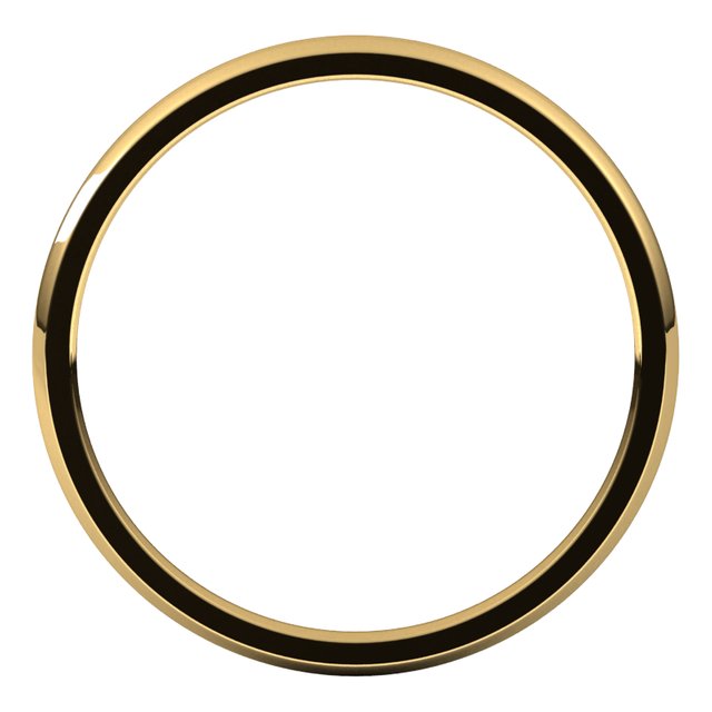 14K Yellow Gold Domed Light Comfort Fit Wedding Band, 1.5 mm Wide