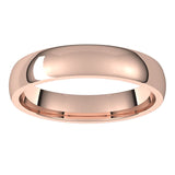 10K Rose Gold Domed Light Comfort Fit Wedding Band, 4 mm Wide