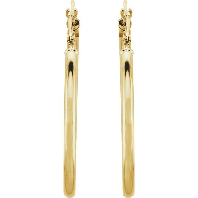 14K Yellow Gold 2 mm Wide Medium/Large Hoop Earrings