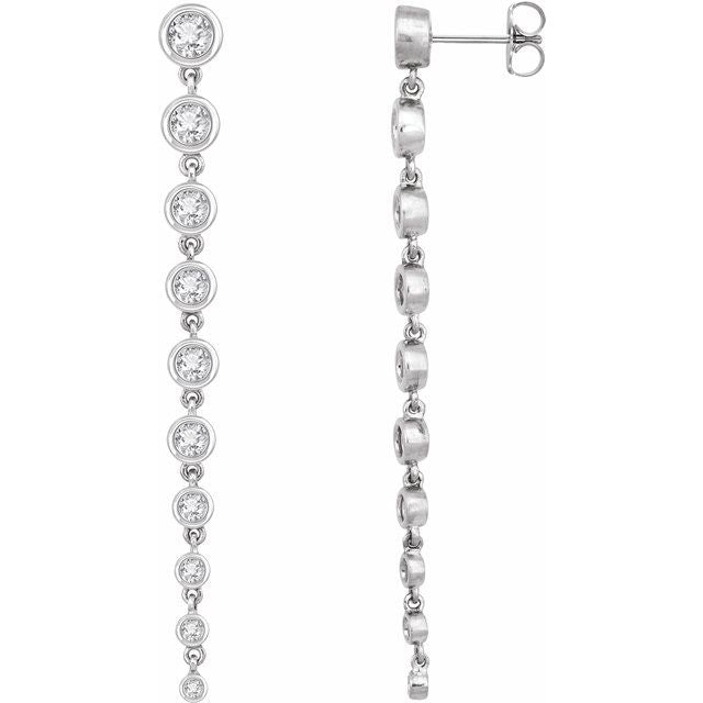 14K White Gold 2 CTW Lab Grown Diamond Dangle Earrings