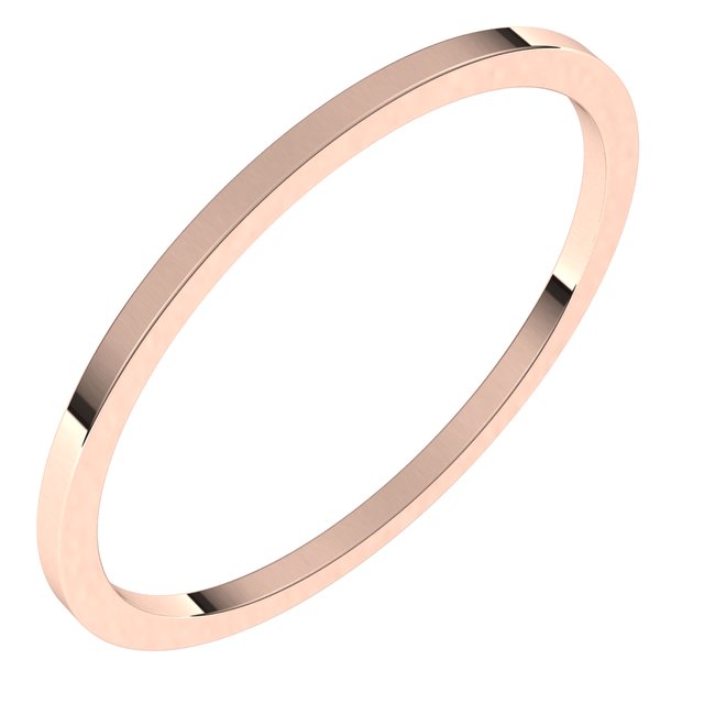 14K Rose Gold Flat Wedding Band 1 mm Wide