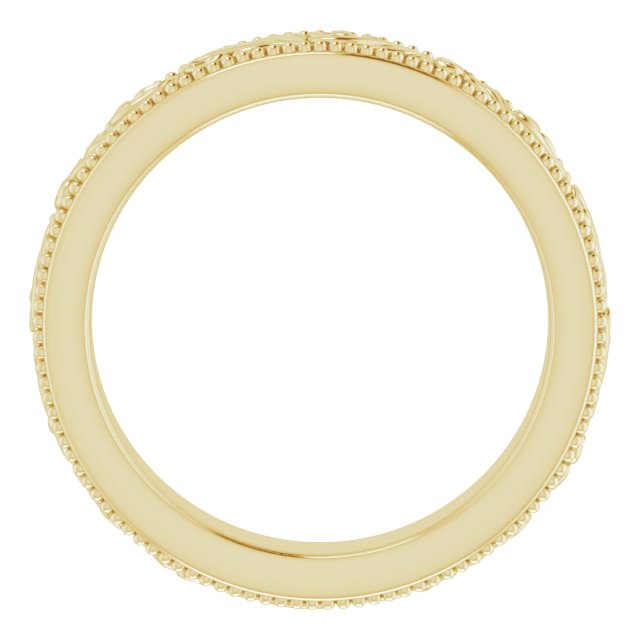 14K Yellow Gold Design-Engraved Wedding Band, 3.2 mm Wide