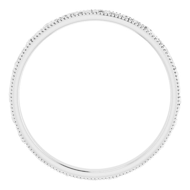 Platinum Design-Engraved Wedding Band, 3.2 mm Wide