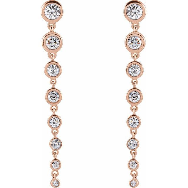 14K Rose Gold 1 3/4 CTW Lab Grown Diamond Dangle Earrings
