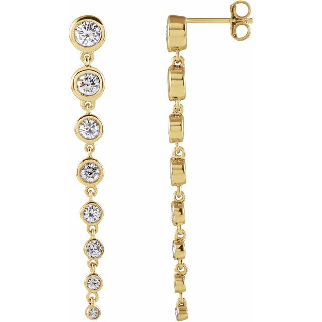 14K Yellow Gold 1 3/4 CTW Lab Grown Diamond Dangle Earrings