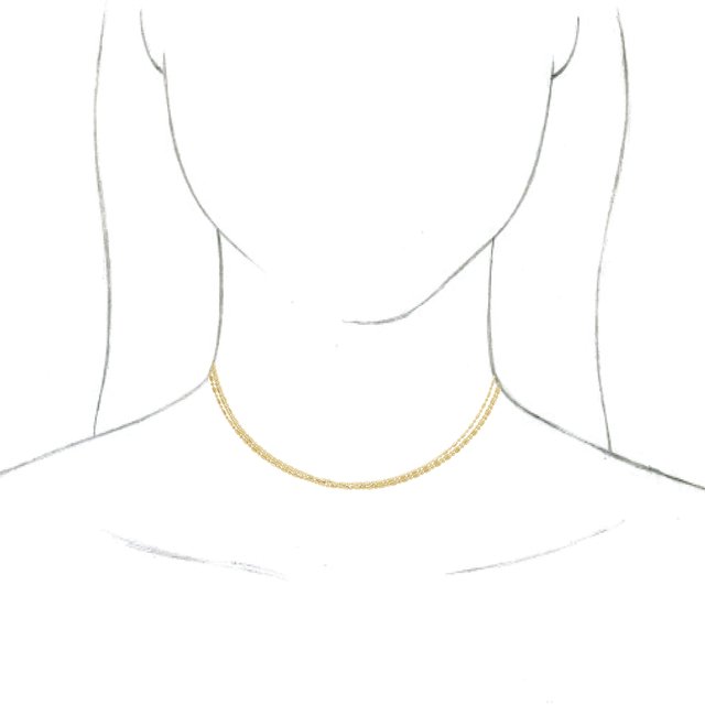 14K Yellow Gold 3-Strand Bead Chain 13-16" Choker