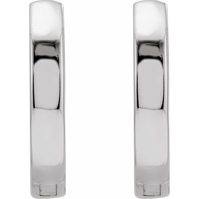 14K White Gold Small Hinged Hoop Earrings, Square Profile